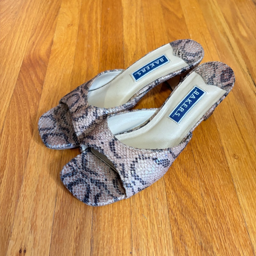 Bakers Brown Heels with Snakeskin Pattern